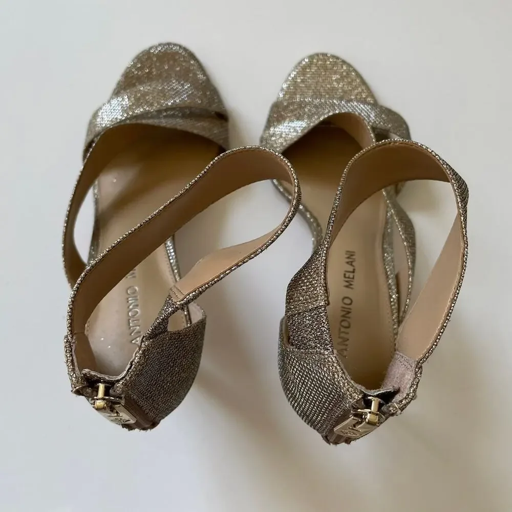 Antonio Melani Gold Shimmer Leather Jaydyn Sandal